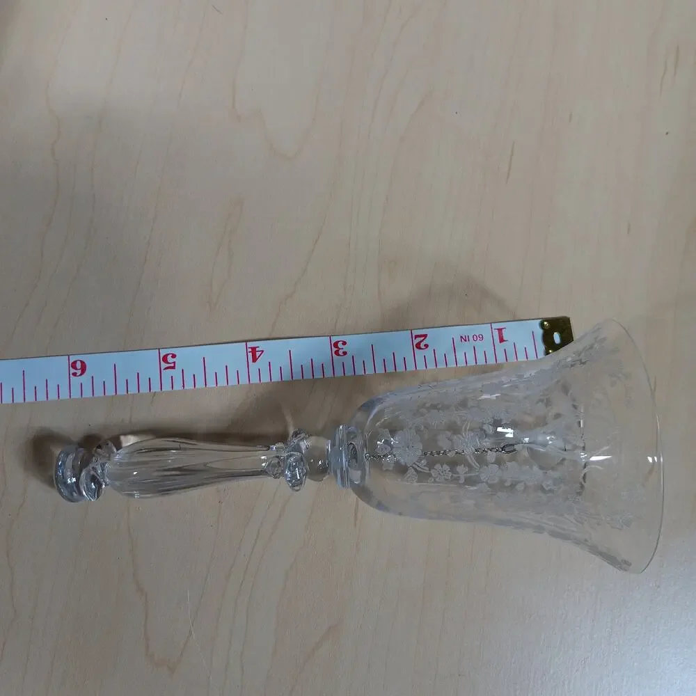 Vintage Navarre Crystal Bell by Fostoria Floral Embossed Clear 6
